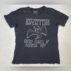 Led Zeppelin US Tour 1977 Retro Graphic Women Medium Gray Short Sleeve Music
